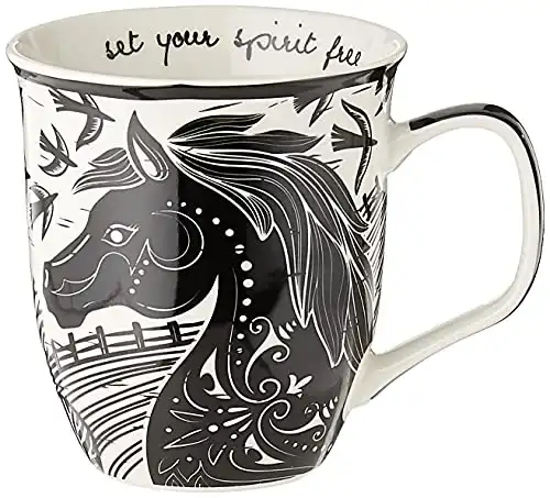 Karma Gifts 16 oz Black & White Horse Mug